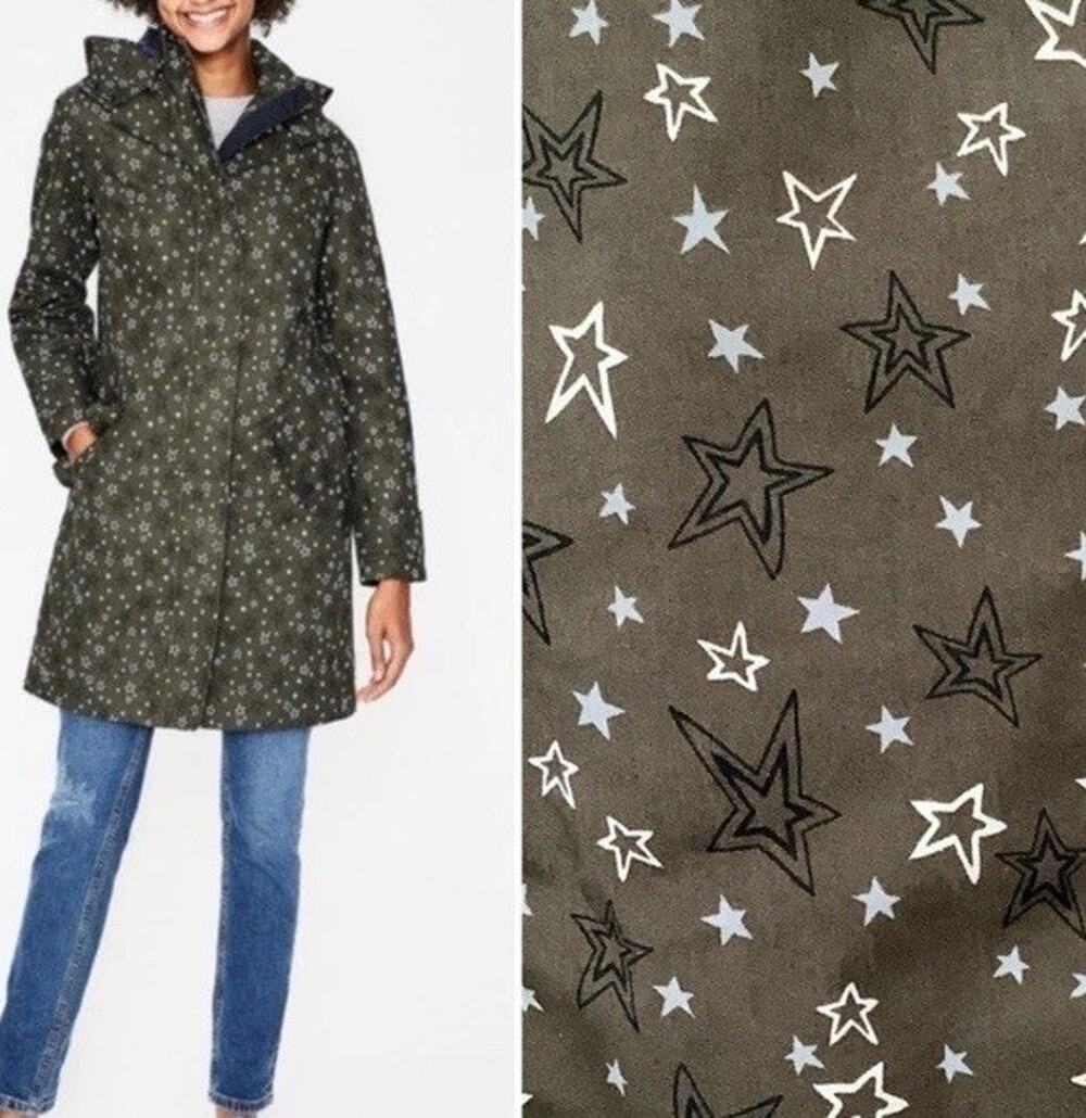 Boden Raincoat Womens 6R Suki Star Jacket Zip Snap Closure Pockets Hood *Flawed*